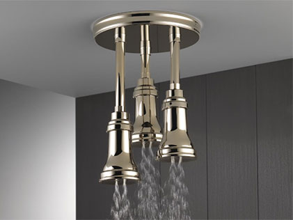 Delta<sup>MD</sup> Pendant Raincan Shower Head with H2Okinetic<sup>MD</sup> Technology and LED Lighting