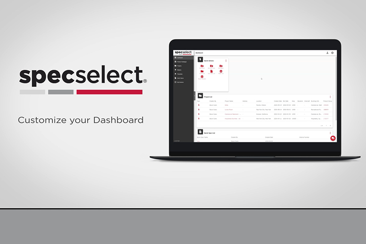 SpecSelect Customize Your Dashboard